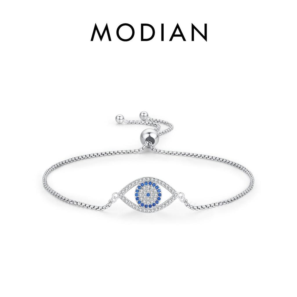 Pure 925 Sterling Silver Luxury Turquoise Blue Eyes Clear Cubic Zircon Crystal Link Chain Bracelet For Women Fine Jewelry