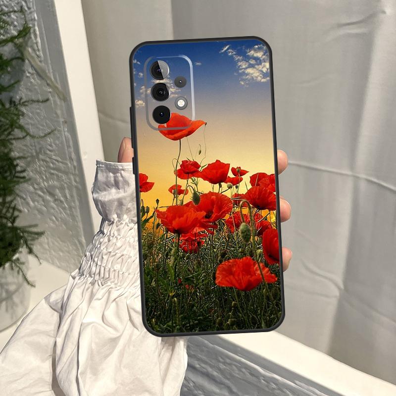 Poppy Flower Bloom Case For Samsung Galaxy A16 A36 A56 A06 A13 A53 A33 A23 A55 A35 A17 A54 A34 A14 A52 A32 A15