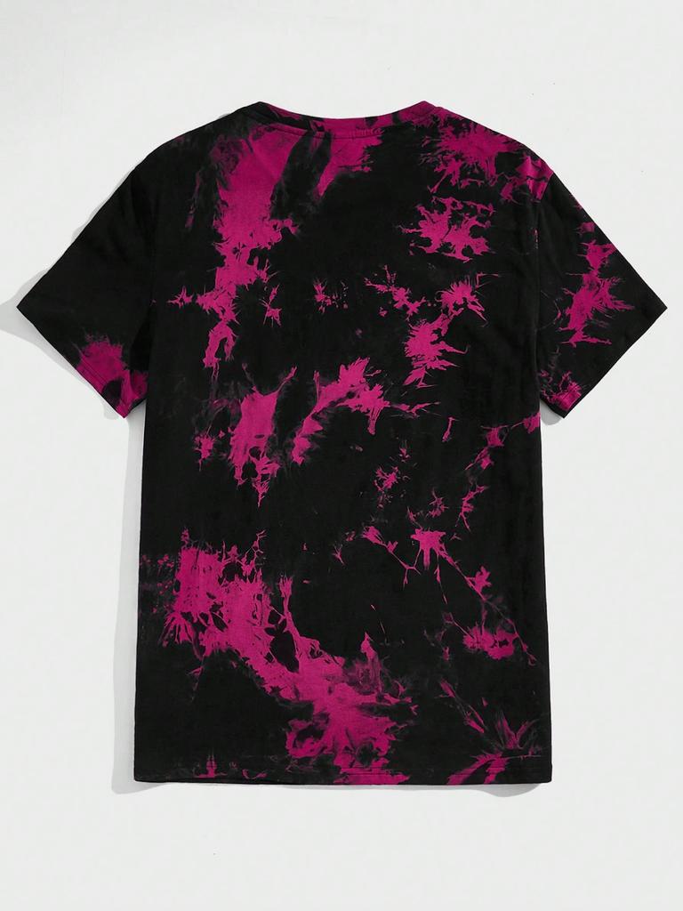 Manfinity LEGND Men Cotton Tie Dye Slogan Patched Tee