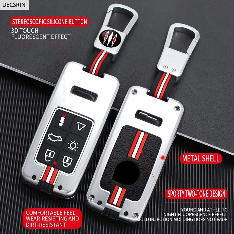 Zinc Alloy+Silicone Car Key Case Cover For Volvo XC60 V60 S60 S80 XC70 V40 5 6 Buttons Remote Key Protection Holder Shell