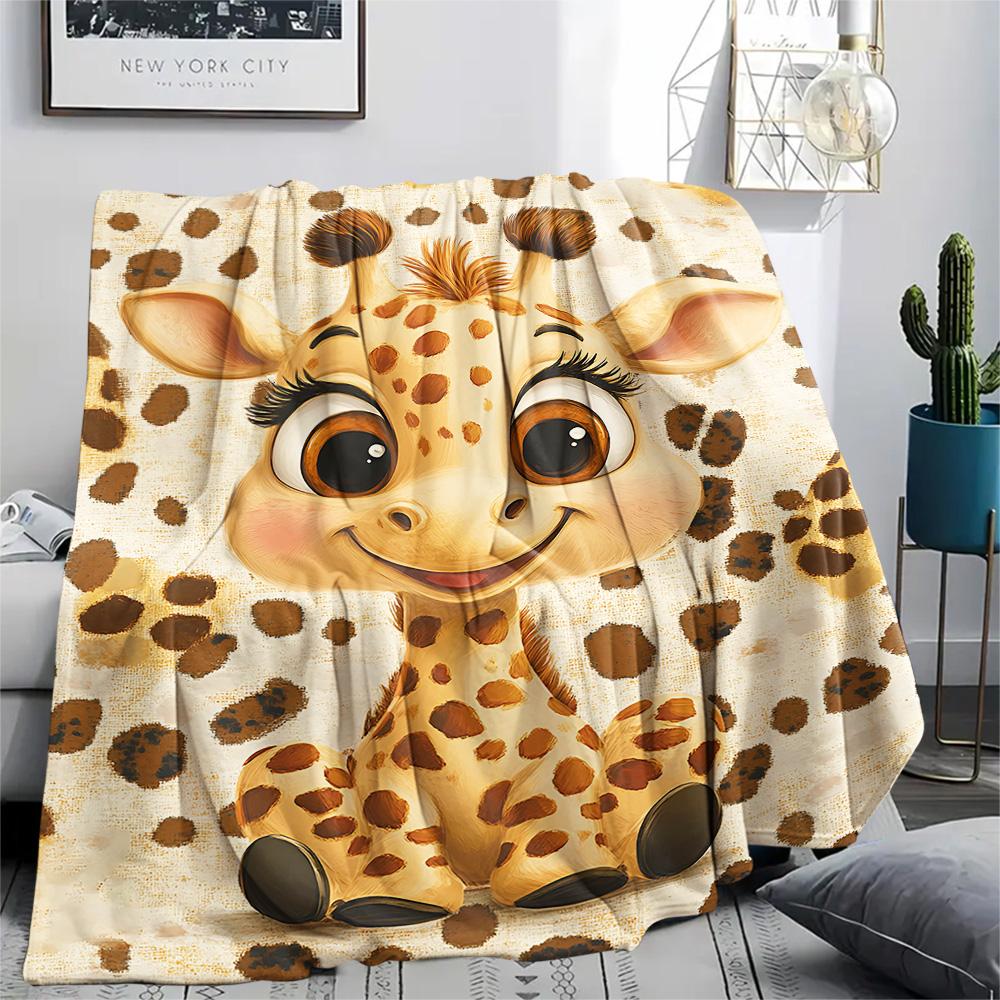 Giraffe Print Flannel Blanket, High quality Comfortable for All Seasons, Home Decor, Warmth and Comfort, Perfect for Christmas Gifts