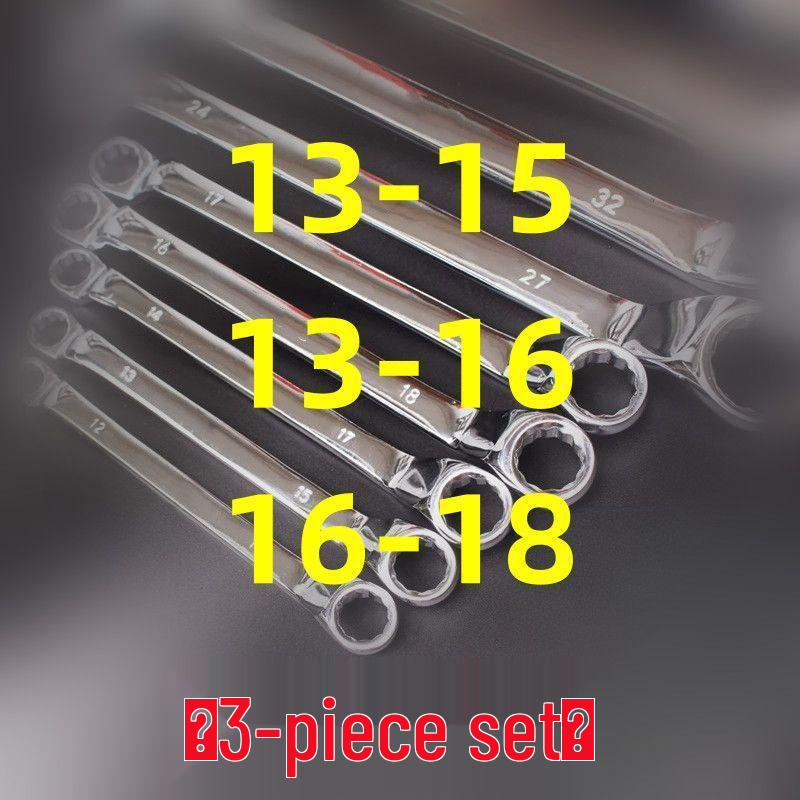 Dual-Ended Extra Long Chrome Hexagonal Box Wrench Set, Mirror Polished