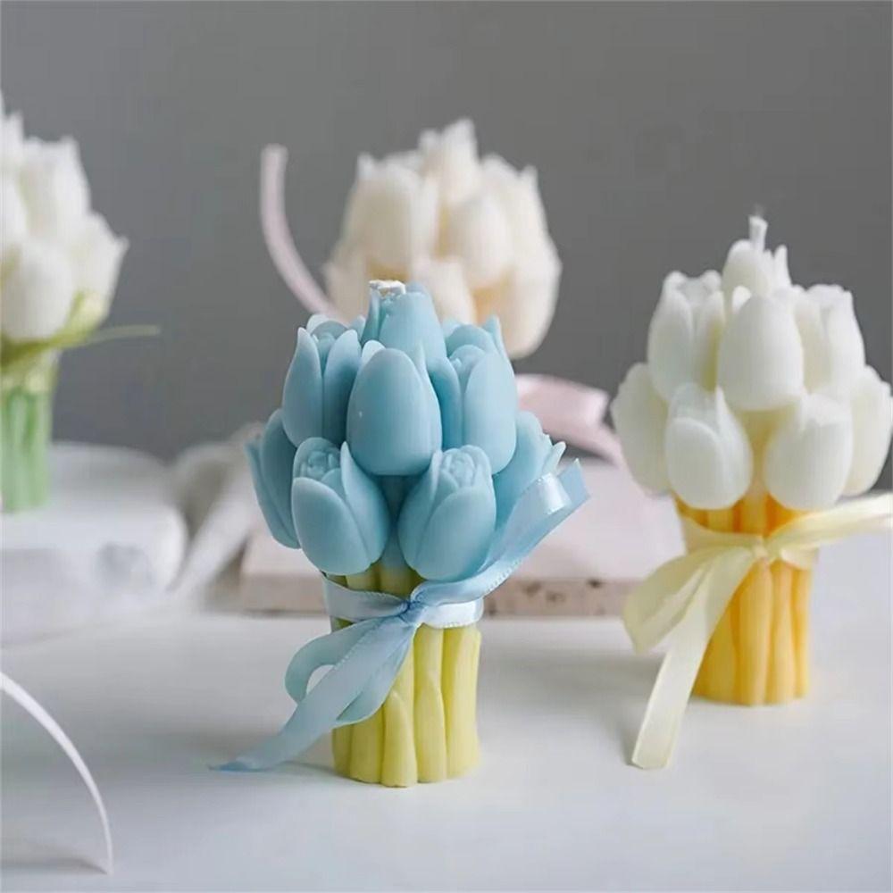 Flexible Silicone Tulip Bouquet Candle Molds DIY Handmade Soap Making Mold  Kitchen Cooking