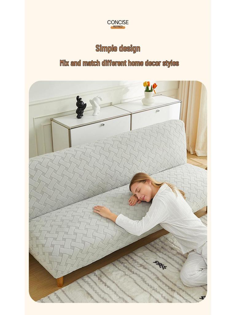 Solid Color 3D Jacquard Foldable Bean Bag Sofa Bed Cover, Non-Slip, Stain-Resistant, Armless Design