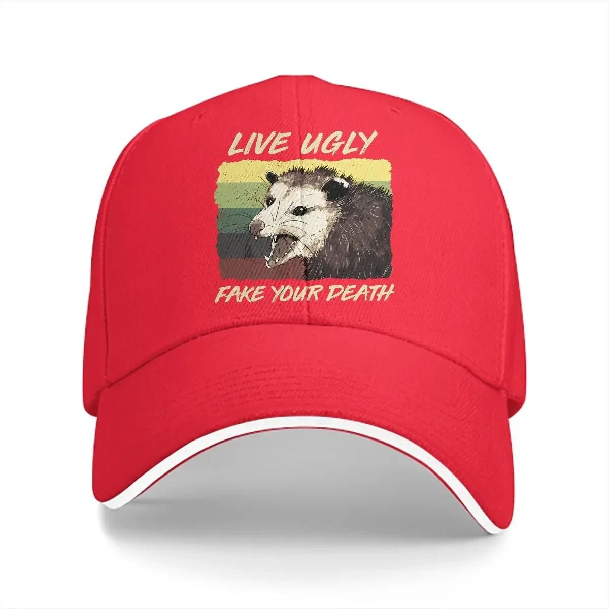 

Pure Color Dad Hats Opossum Live Ugly Fake Death Unisexs Hat Sun Visor Baseball Caps Opossum Peaked Cap Adjustable