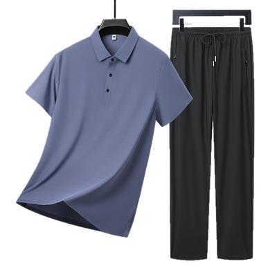Herrenanzug Sommer Zweiteiliger Anzug für Herren, Komplettes Set Eis Seide Nahtloser Sportanzug für Herren