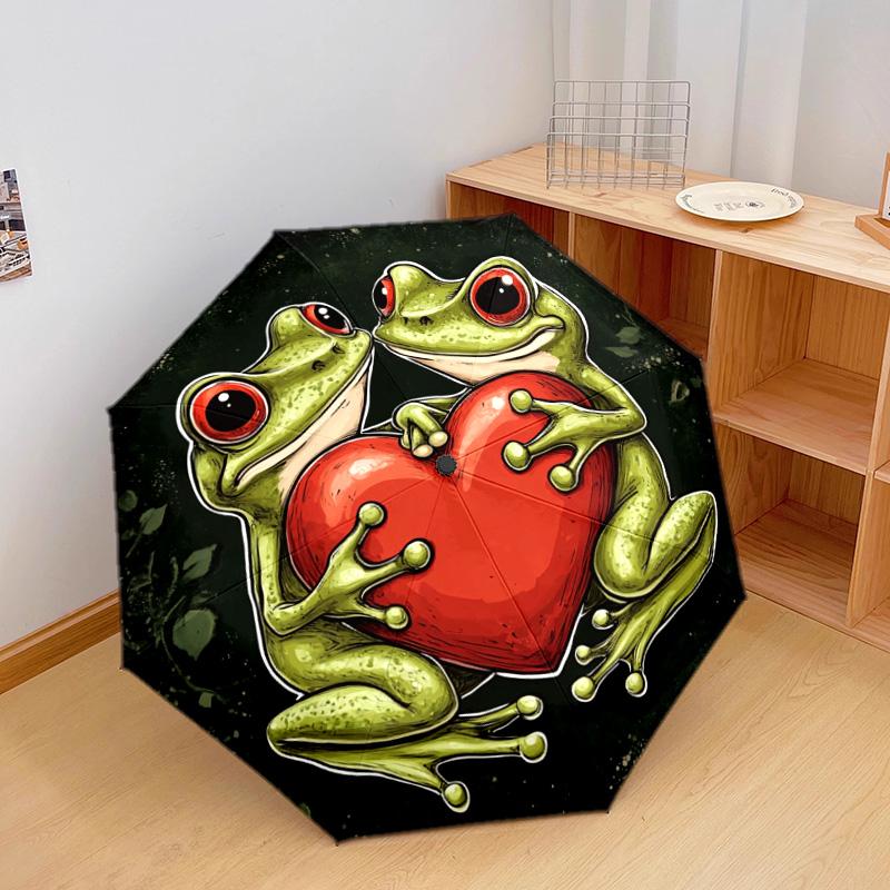 1 PC Automatic Folding Umbrella - Frogs Pattern, Portable & Foldable Design with 8 Ribs, Christmas Birthday Gifts