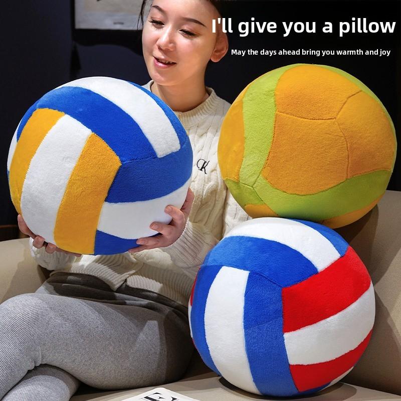 Modern Geometric Volleyball Pillow With Plush Cover For Office And Dorm Room Decor