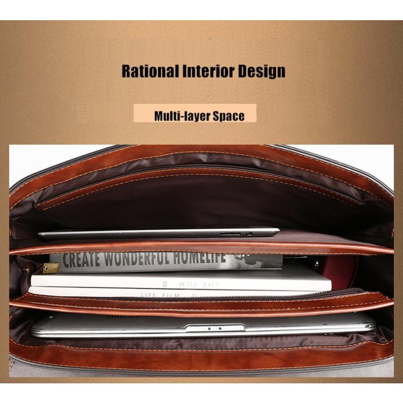 Men's Business Handbag Password Lock Briefcase Rero Portfolio Attache Case Large Capacity Office Computer Bag
