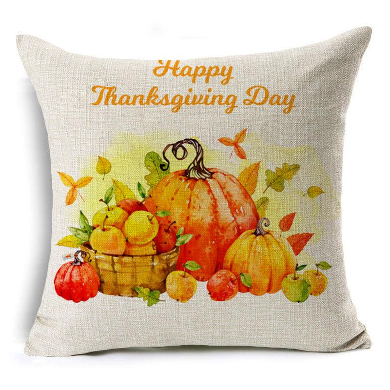 New Thanksgiving Pumpkin Linen Pillow Cover Festive Home Decoration Pillow Cushion Cover