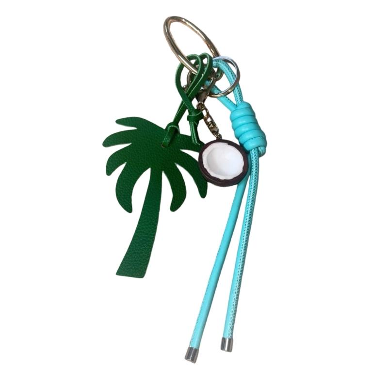 Summer Beach Style Alloy Keychain With Coconut Tree Resin Pendant Lightweight Decoration for Bag Keys Purse