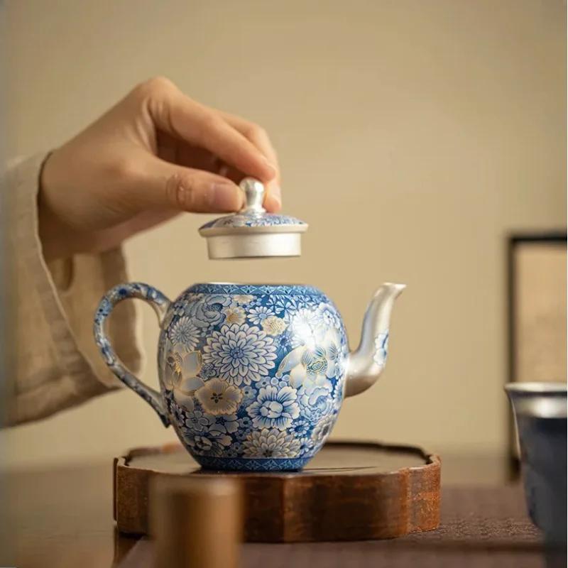 Chinese High-end Blue and White Beauty Teapot and Teacup Household One Pot and Two Cups Ceramic Kung Fu Tea Set Tool Gift Box