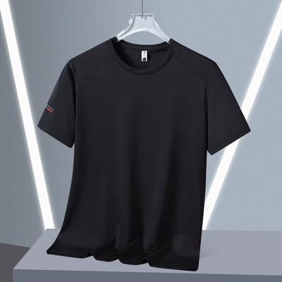 Übergröße Kurzarm Herren Sommer Locker Dünn Halbarm T-Shirt, Übergrößen Herrenbekleidung mit Zugabe von Fett und Vergrößert Herren Eisseide Kleidung