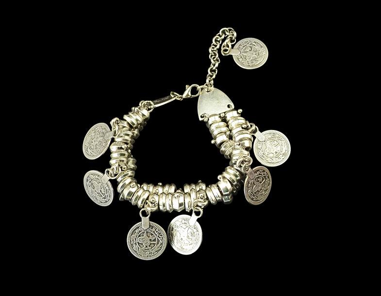 Fashion Retro Dual-use Coin Anklet/Bracelet with Engraved Design