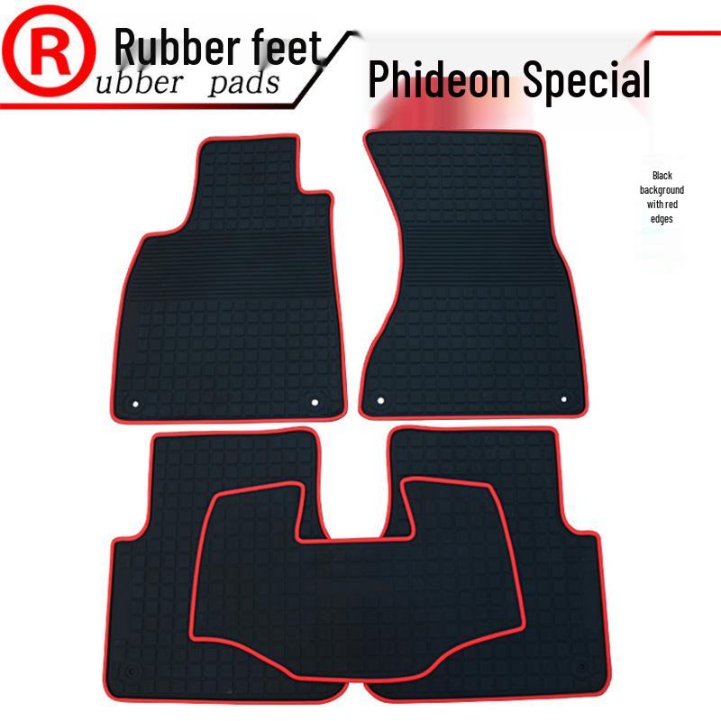 

Volkswagen Caddy, GTI, Phideon, Sharan, Beetle, T-Roc Rubber Floor Mats T-Roc Black with Red Edge