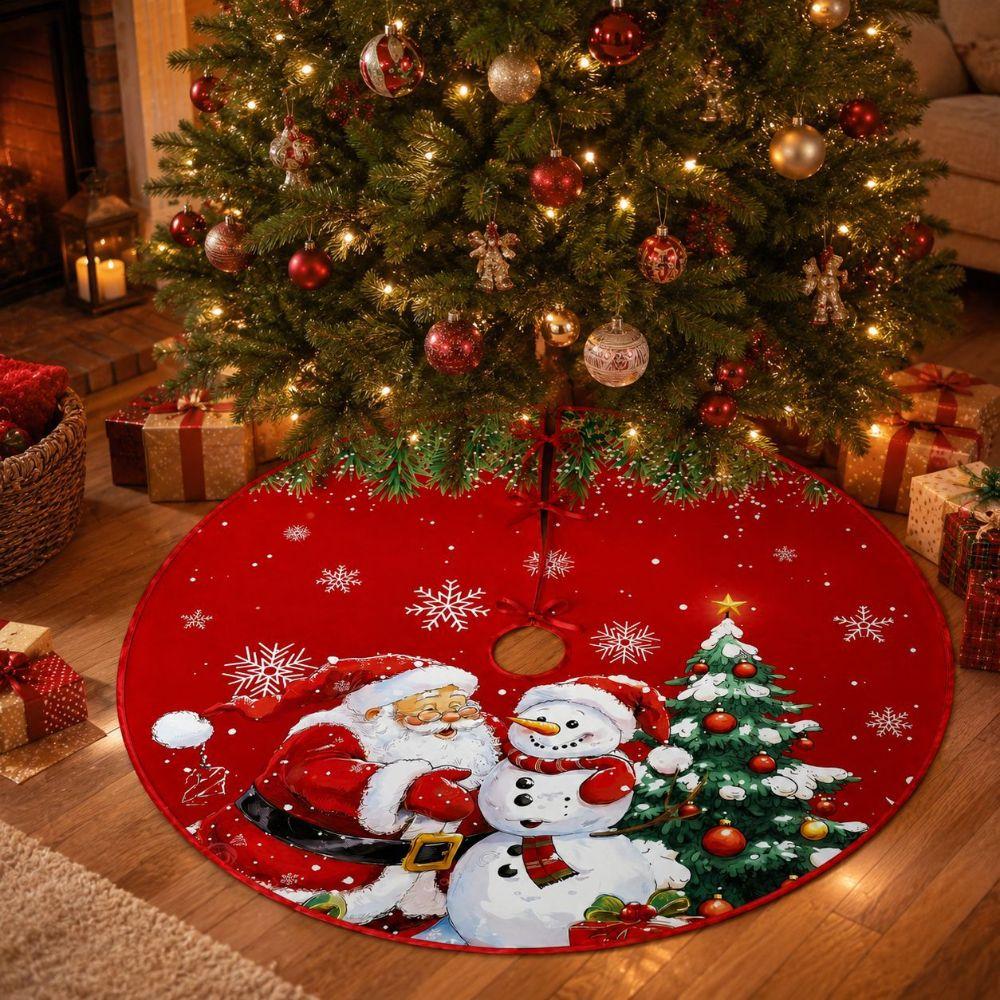 Snowman Christmas Tree Mat Snowflake Christmas Decorations Sweet Tree Base Blanket Winter