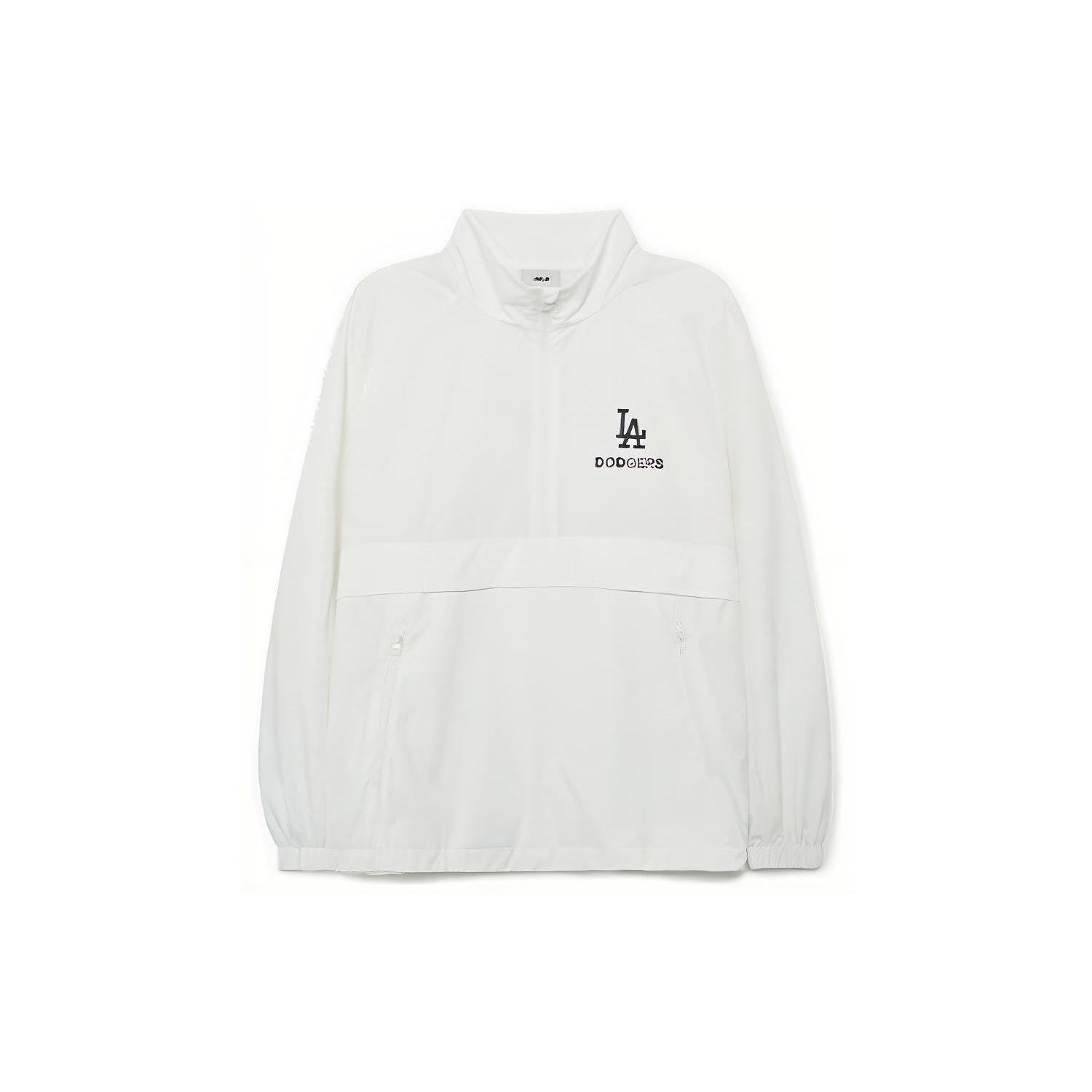MLB Los Angeles Dodgers Veste à Capuche et Cordon de Serrage Couleur Unie Logo Demi-Fermeture Manches Longues Homme Vestes Blanc 3AWJB0233-07WHS L white