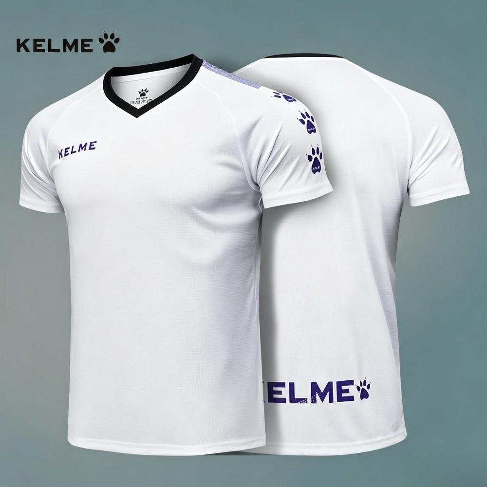 Мужская быстросохнущая футболка с коротким рукавом KELME, подходит для летнего бега и футбольных тренировок, дышащий спортивный топ для фитнеса L white