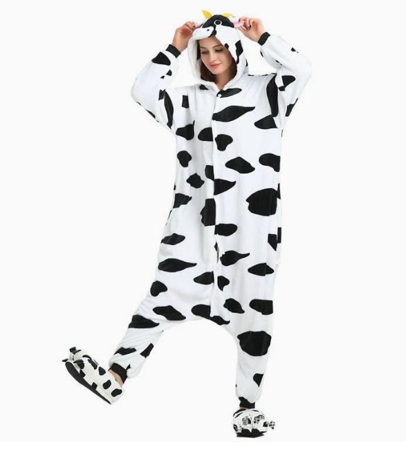 

New Halloween Pink Cow Cartoon Animal Onesie Pajamas for Couples & Parent-Child Kids 140