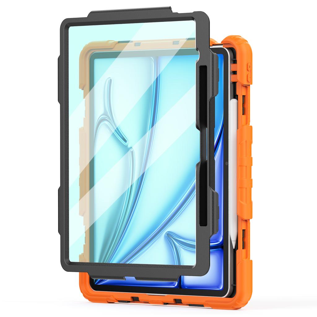 For iPad Air 13 (2025)/(2024) Case PC+Silicone Dust-Proof Tablet Cover with PET Screen Protector/Shoulder Strap