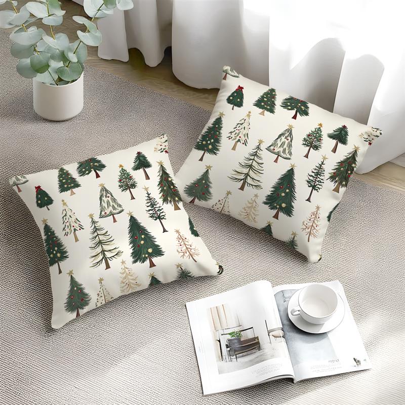 Christmas Tree Pillowcase Cushions 100% Polyester 45x45cm Throw Pillow Cover Sofa Chair Cushion Cover Pillowslip Home Decor