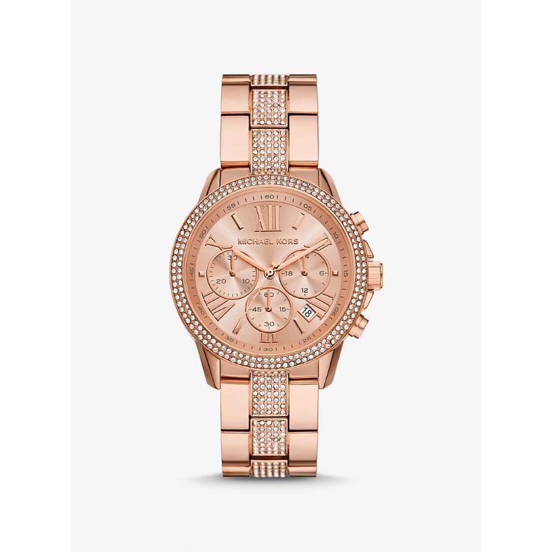 Женские часы Michael Kors Oversized Brynn с паве, покрытие цвета розового золота, MK7505 розового золота