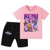 WA1208 Kids Boys Girls Kpop Rumi Zoey Mira Print Short Sleeves T-shirt Shorts Pants Sets