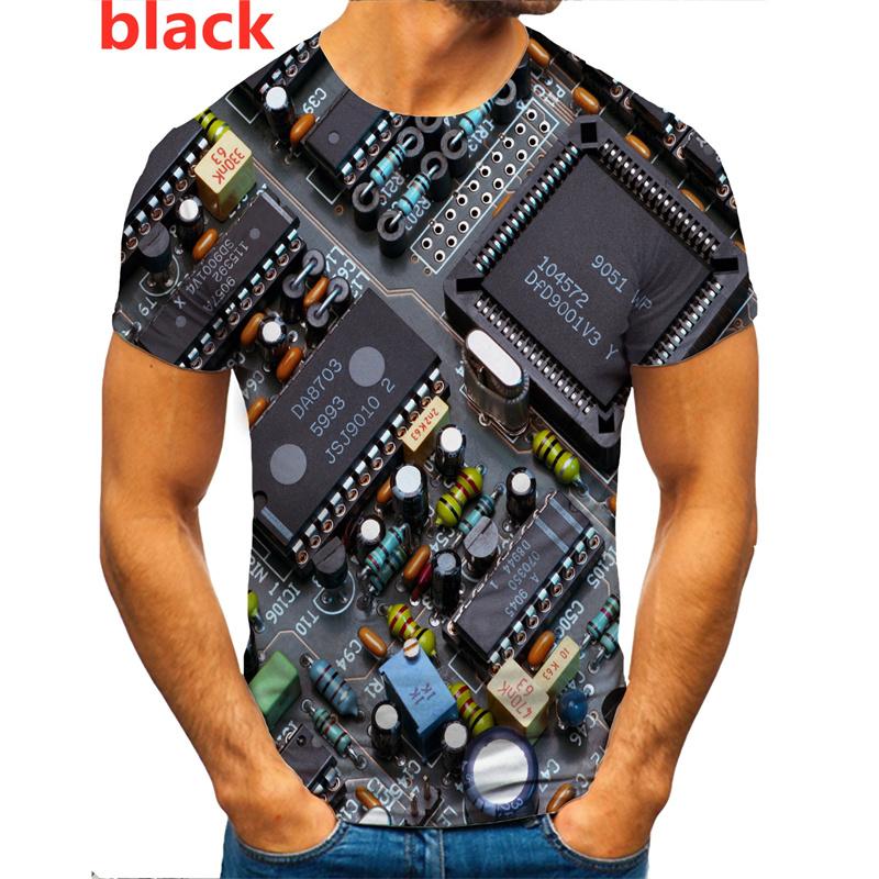 Funny CPU Processor Circuit Diagram T Shirts Men Clothing Cool Designs 3D Electronic Chip Motherboard Mainboard Printing T-shirt