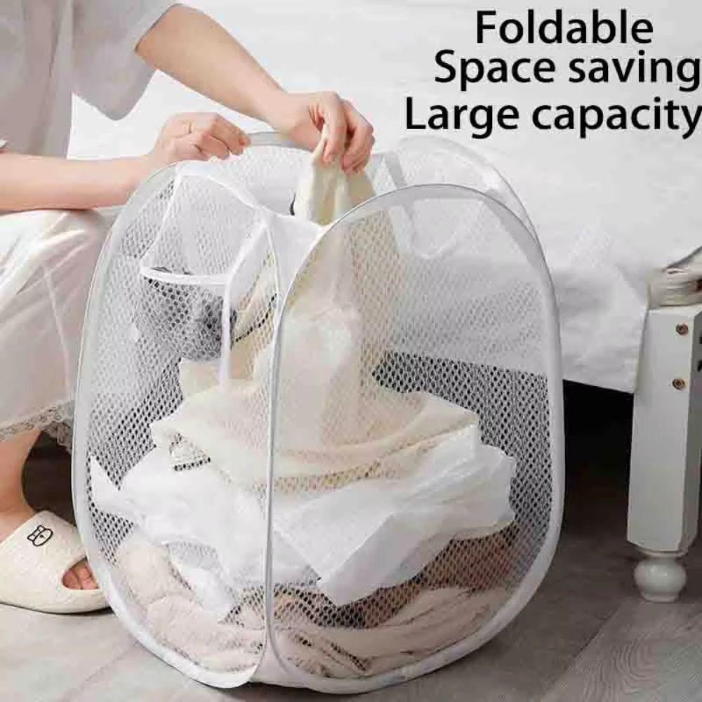 Mesh Dirty Clothes Basket Foldable Laundry Basket New Clothes Storage Basket