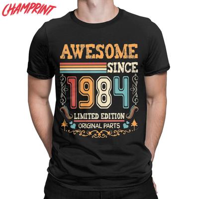 Men's Awesome Since 1984 40th Birthday Gift T Shirts Cotton Clothing Funny Short Sleeve Tee Shirt New Arrival T-Shirts