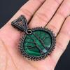 Double Tree Of Life Malachite Gemstone Copper Wire Wrap Beauteous Handmade Jewelry Pendant For Her