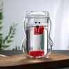 300ml Kreativer Bär Doppelbecher Personalisierte Kaffeetasse mit Deckel Transparente Glas Kaffeetasse Niedliche Cartoon Bernstein Bär Tassen