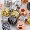 5Pcs 6.5x9mm Cylindrical Spacers Bead DIY Jewelry Making Large Hole Wheel Beads Necklace Bracelet Paved Zircon Brass Accessories