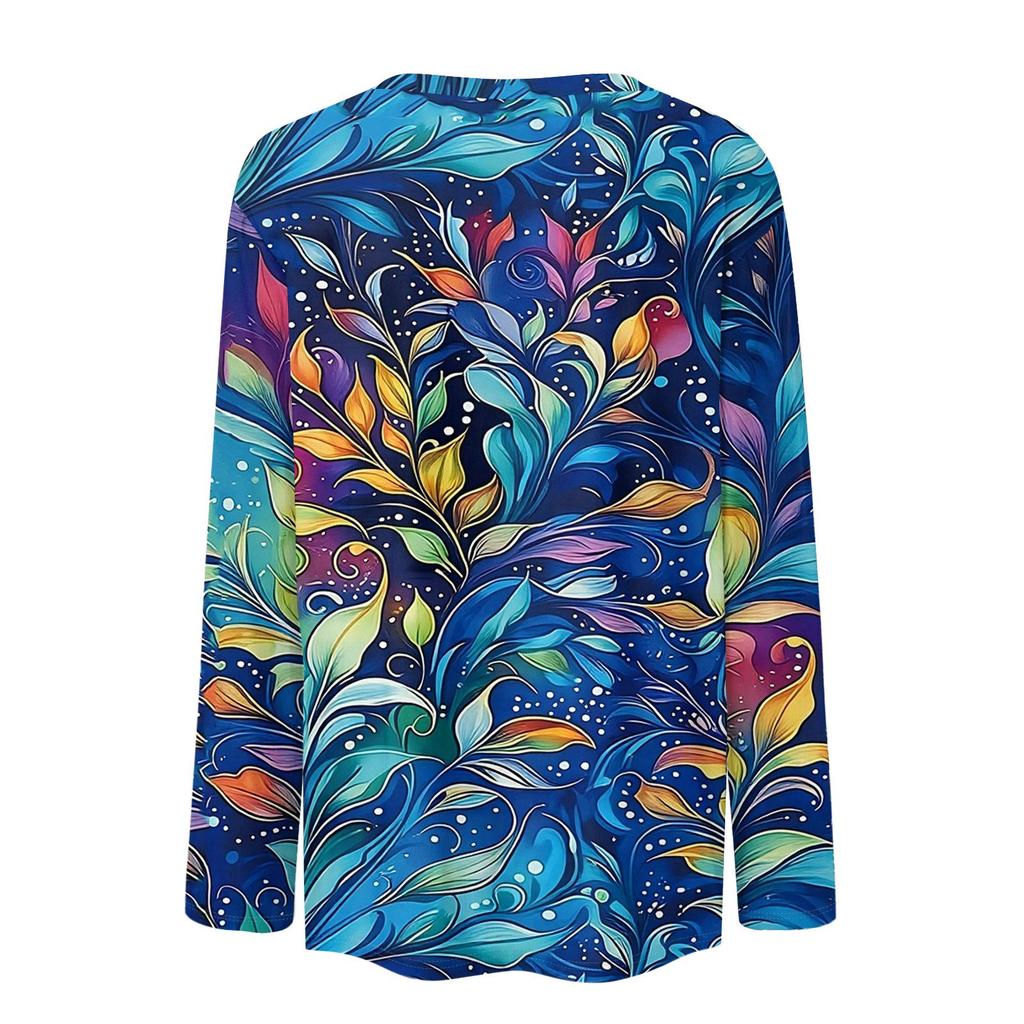 Long Sleeve Shirts For Women Cute Print Graphic Tees Blouses Casual Plus Size Basic Tops Pullover