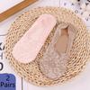2 Pairs Women Girls Summer Socks Girl Lace Boat Socks Non-slip Silicone Cotton Sock Soft No Show Sock Slippers