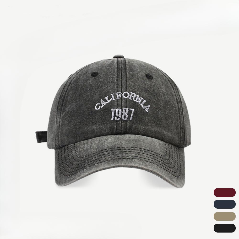 Корейская Ретро Кепка Бейсболка Серая Выстиранная Мужская и Женская Большая Голова Универсальная Подчеркивающая Лицо Маленькая Шляпа Американская Старая Джинсовая Шляпа Adjustable