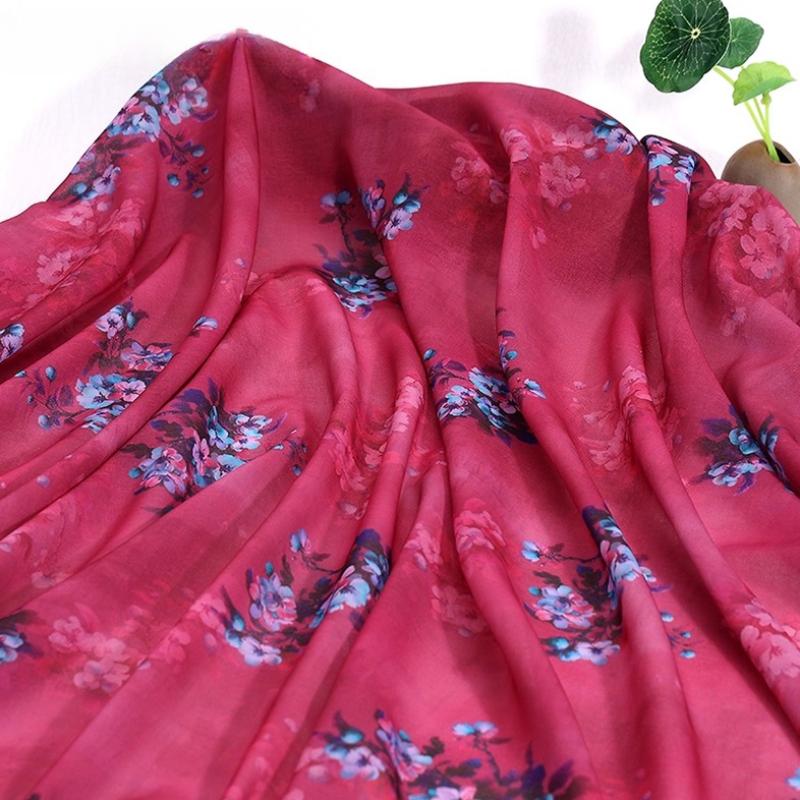 100x150cm 30D Printed Chiffon Ink Chinese Style Fabric Transparent for Sewing Skirt Gauze Scarf Clothing Fabric