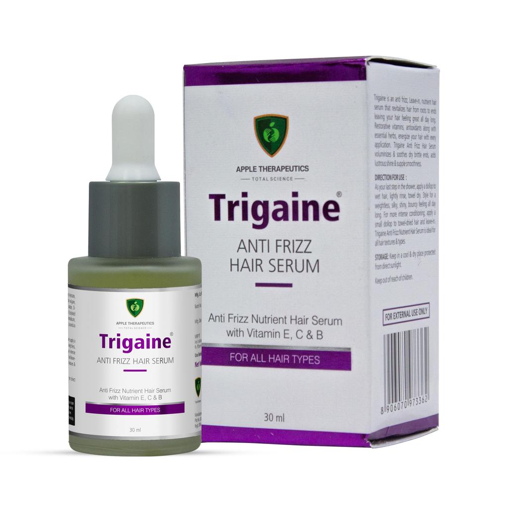Trigaine Anti-Frizz Hair Serum for Dry & Frizzy Hair | With Argan Oil Vitamin E, C & B | For All Hair Types, Smoothens, Adds Shine, and Provides UV