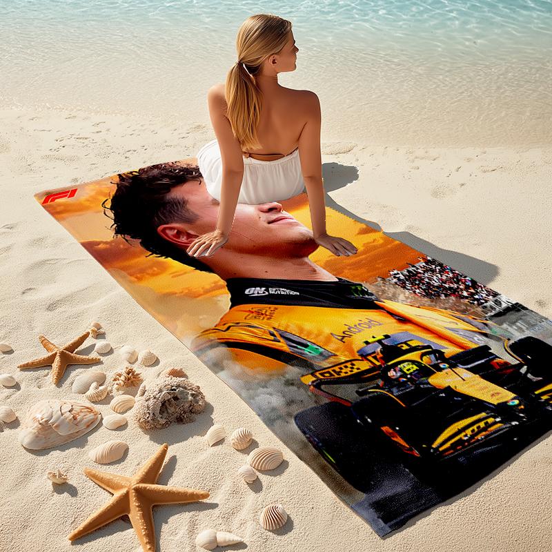 1pc Landos Norris Racing4 Beach Towel, Comfortable and Thick, and Swimming/Bath/Picnic/Camping Towel, Suitable for Seaside Beaches