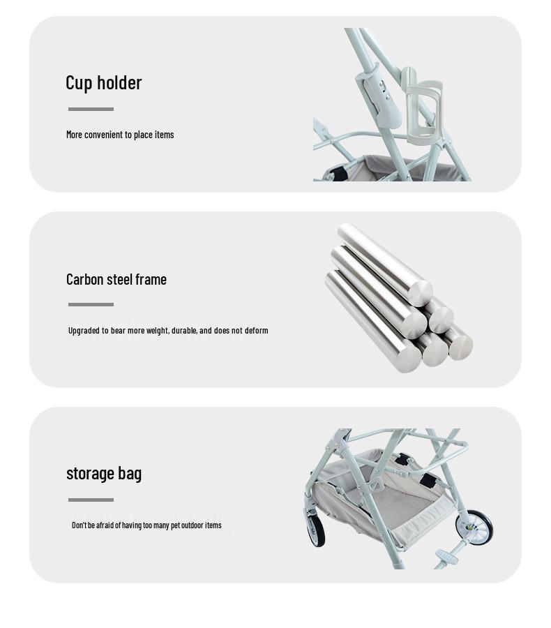 Lightweight Folding Pet Stroller for Small Pets, Breathable & Portable for Elderly Dogs