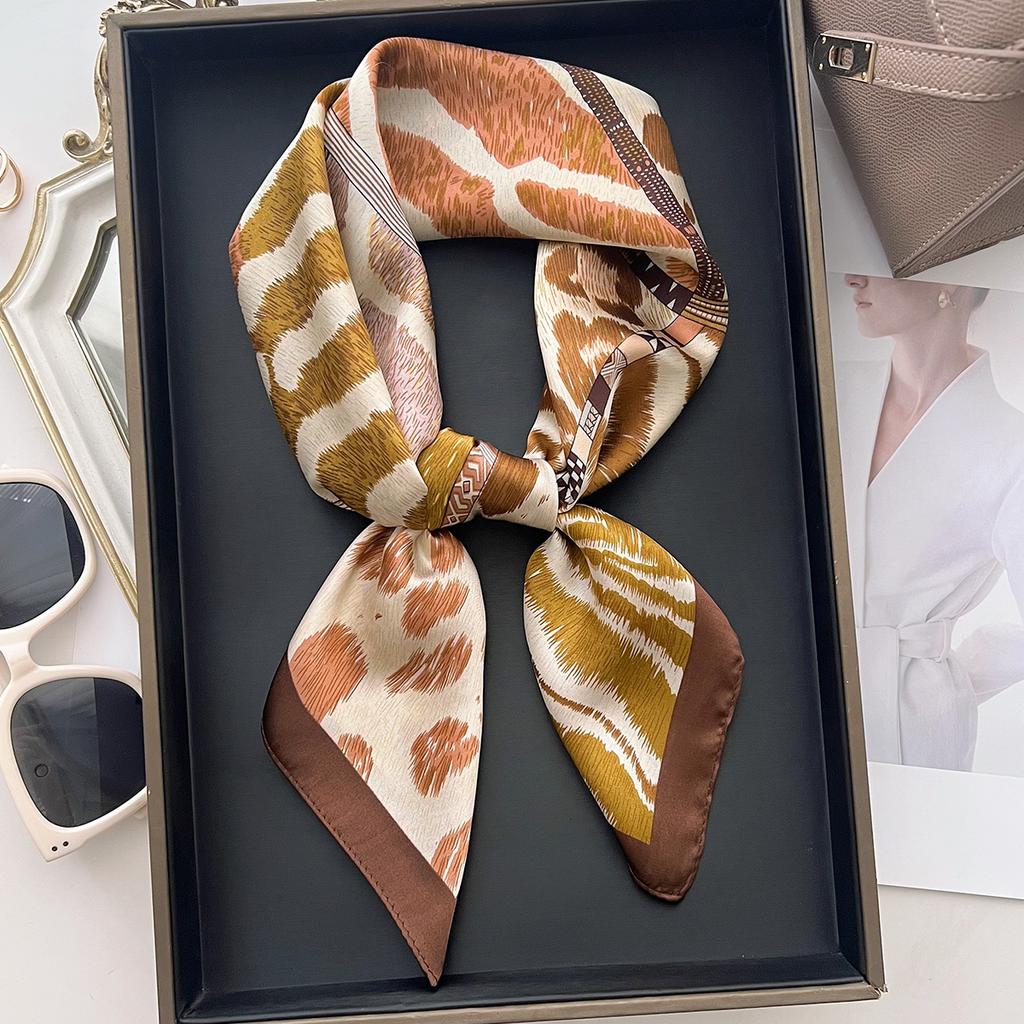Luxury Print Square Silk Scarfs For Women Decorate Neck Ties Fashion 70*70Cm Kerchief Lady Summer Beach Hijab Female Neckerchief