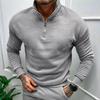 Men's Casual Fleece-lined Half-Zip Stand Collar Sweatshirt