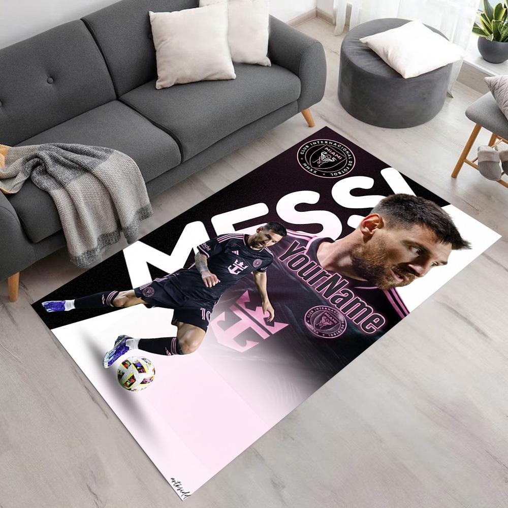 Messi Personalized Name Area Rug Design for Outdoor Decorate Room Hallway Entryway Antislip Carpet Anime Office Decor Gift for Festivals