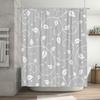 Leaf Pattern Shower Curtain Elegant White Decorative Bath Rug Privacy Cover Waterproof Bathroom Liner with Ring Holder Set for H