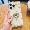 For iPhone 16 Pro Max Case Rhinestone Heart Rose Decor Soft TPU Clear Phone Back Cover