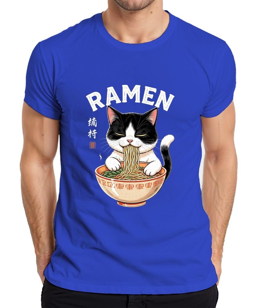 Raunisex Cat Noodles Food Japanese Funny Gift Vintage Unisexs Tshirt