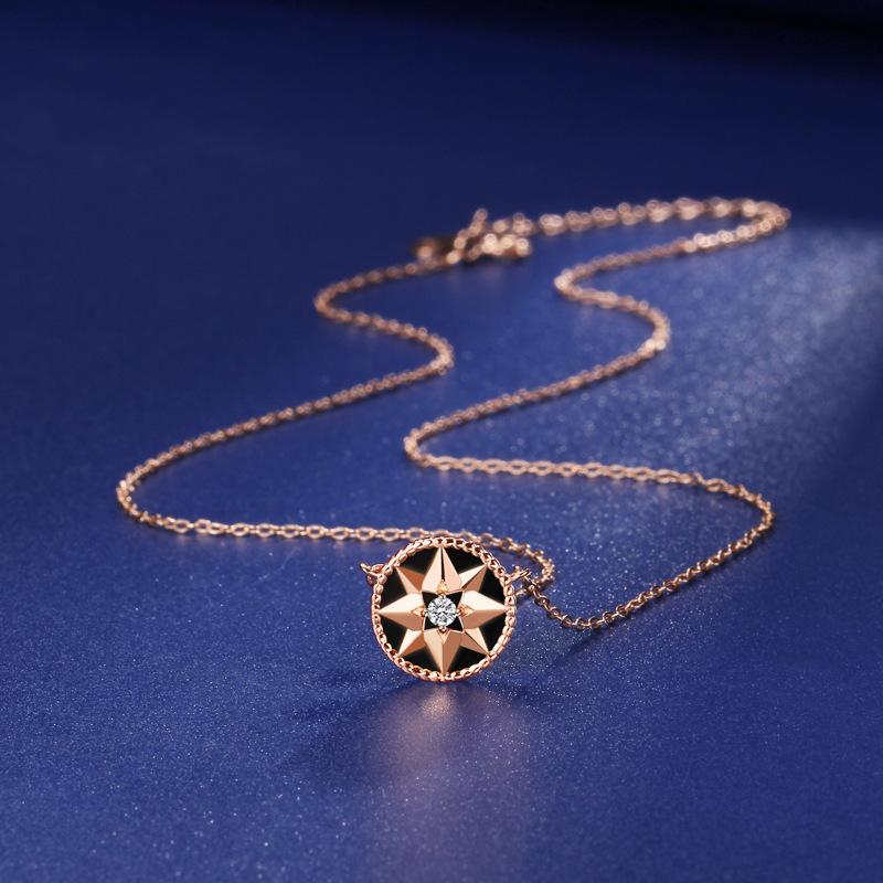 Octagram Compass Retro Style Necklace Girls Jewelry Premium Sense Simple Niche Star Pendant