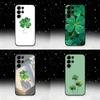 Lucky Four Leaf Clover Phone Case For Samsung S25,S24 Ultra,S20,S30 plus,S22 plus,S23,S30 Ultra 5G Silicone Black Shell