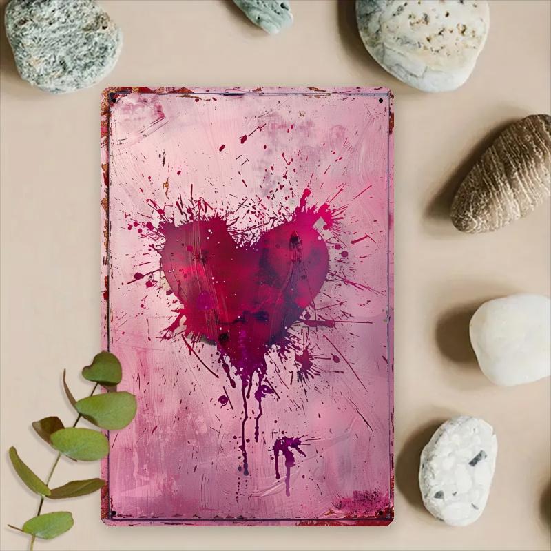 

Vintage Heart Metal Sign Valentine Wall Decor Aluminum Print for Home 20x30cm білий