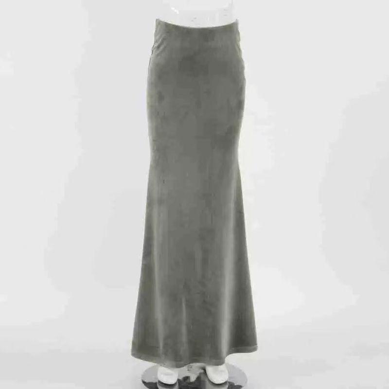 

Fashion Style Retro Silver Fox Velvet Silm High Waist Sheath Fishtail Skirt Velvet Fish Tail Skirt Green L